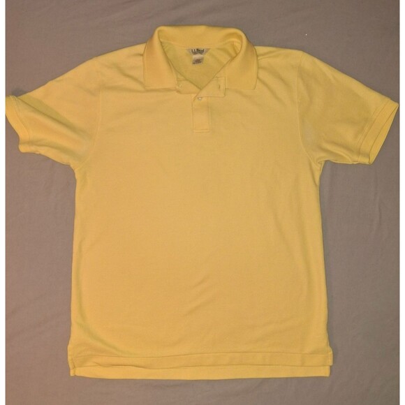 L.L.Bean Men’s Double L Polo Shirt Yellow Wrinkle Resistant Sz M Regular - Picture 1 of 5